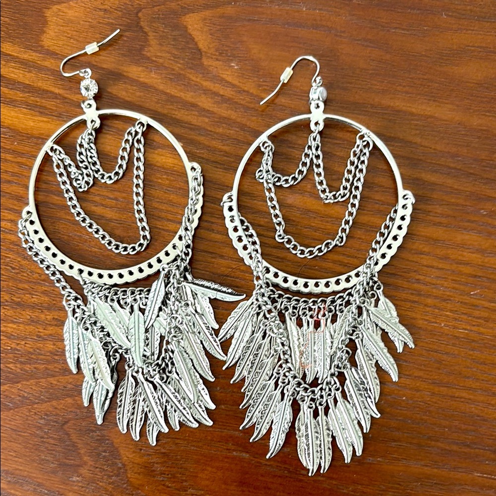 Silver-coloured Chain Dangle Earrings